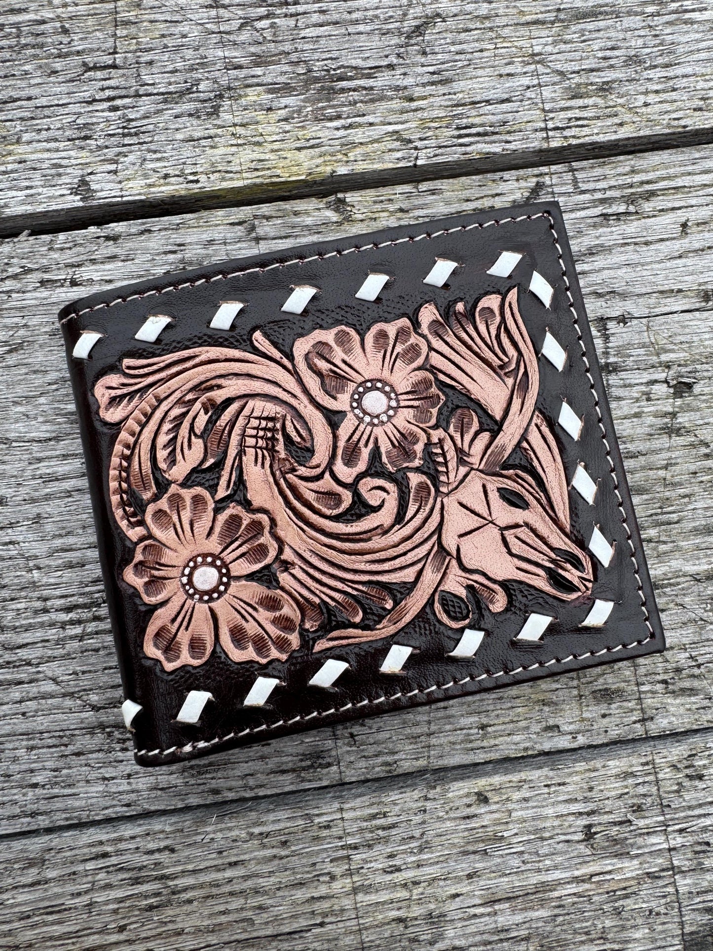 Men's Western Tooled Leather Bi-Fold Wallet — 3 Styles