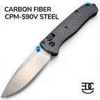 RockinEDC Stonewashed CPM-S90V Carbon Fiber handle Pocket Knife 533 Style Bar Lock Camping Fishing Hunting