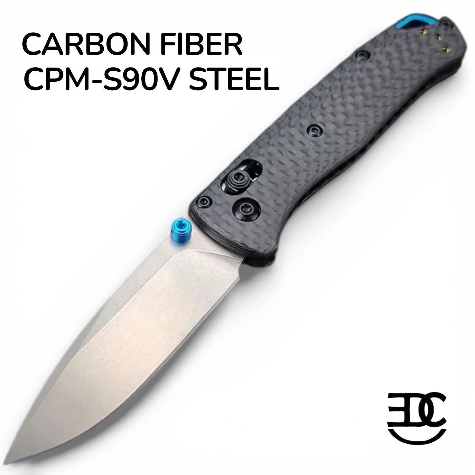 RockinEDC Stonewashed CPM-S90V Carbon Fiber handle Pocket Knife 533 Style Bar Lock Camping Fishing Hunting
