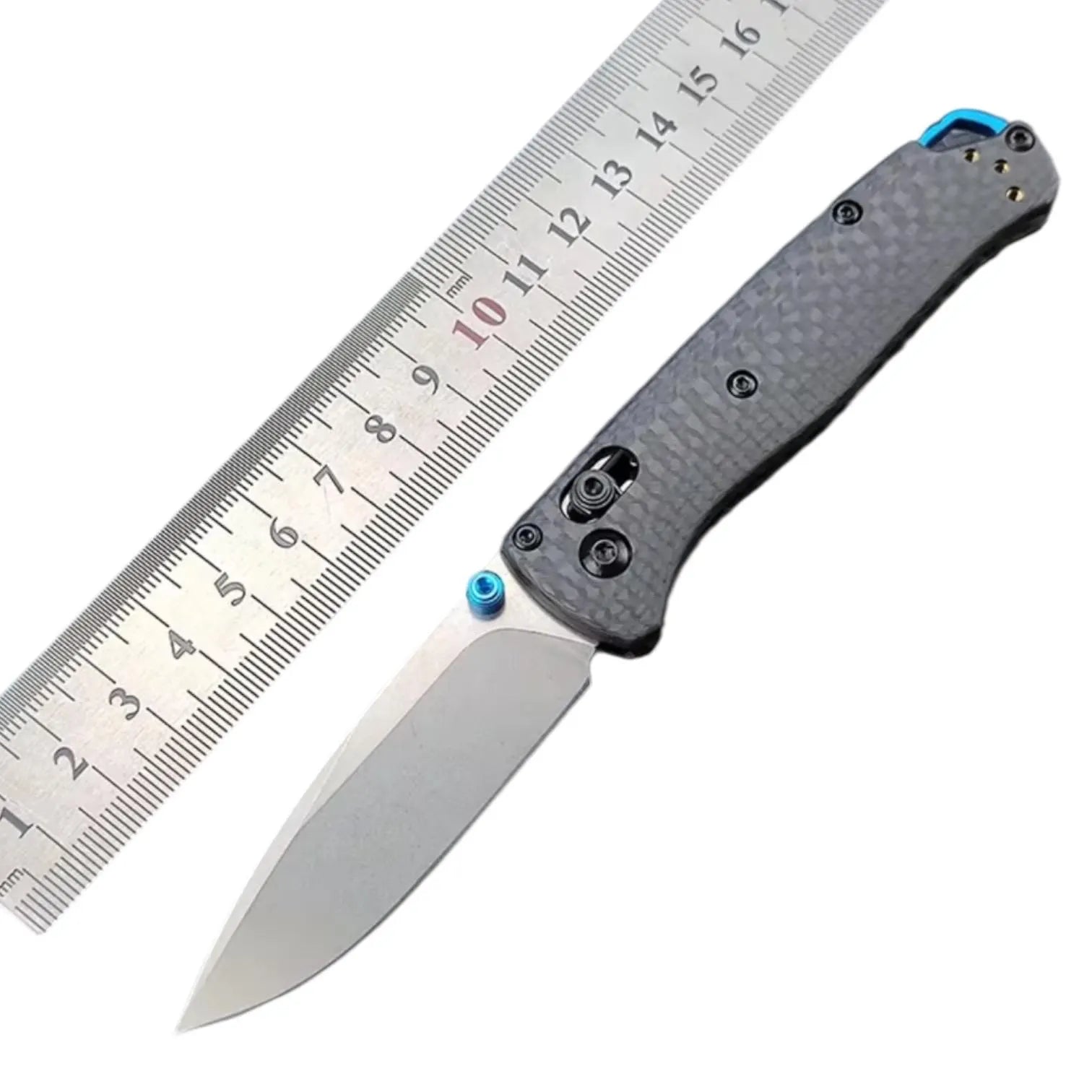 RockinEDC Stonewashed CPM-S90V Carbon Fiber handle Pocket Knife 533 Style Bar Lock Camping Fishing Hunting