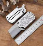 Mini D2 Folding Knife Keychain Stainless Steel Bottle Opener EDC