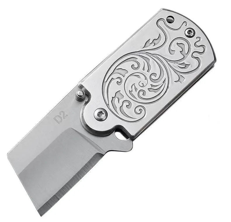Mini D2 Folding Knife Keychain Stainless Steel Bottle Opener EDC