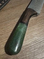 Hand Forged Farrier Rasp Chef Knife Rosewood & Green Resin Handle Handmade Leather Sheath RockinEDC  Made in Texas