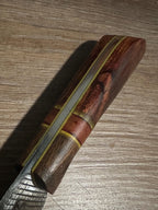 Handmade Farrier Rasp Knife – Cocobolo & Rosewood Handle with Yellow G10 Spacers – Custom Fixed Blade with Kydex Sheath – Made in Texas
