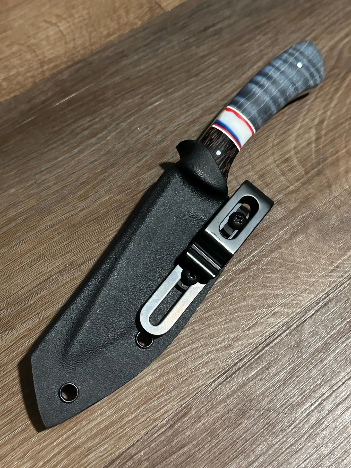 Handmade Fixed Blade EDC Knife — 8" with Custom Engraving & Kydex Sheath