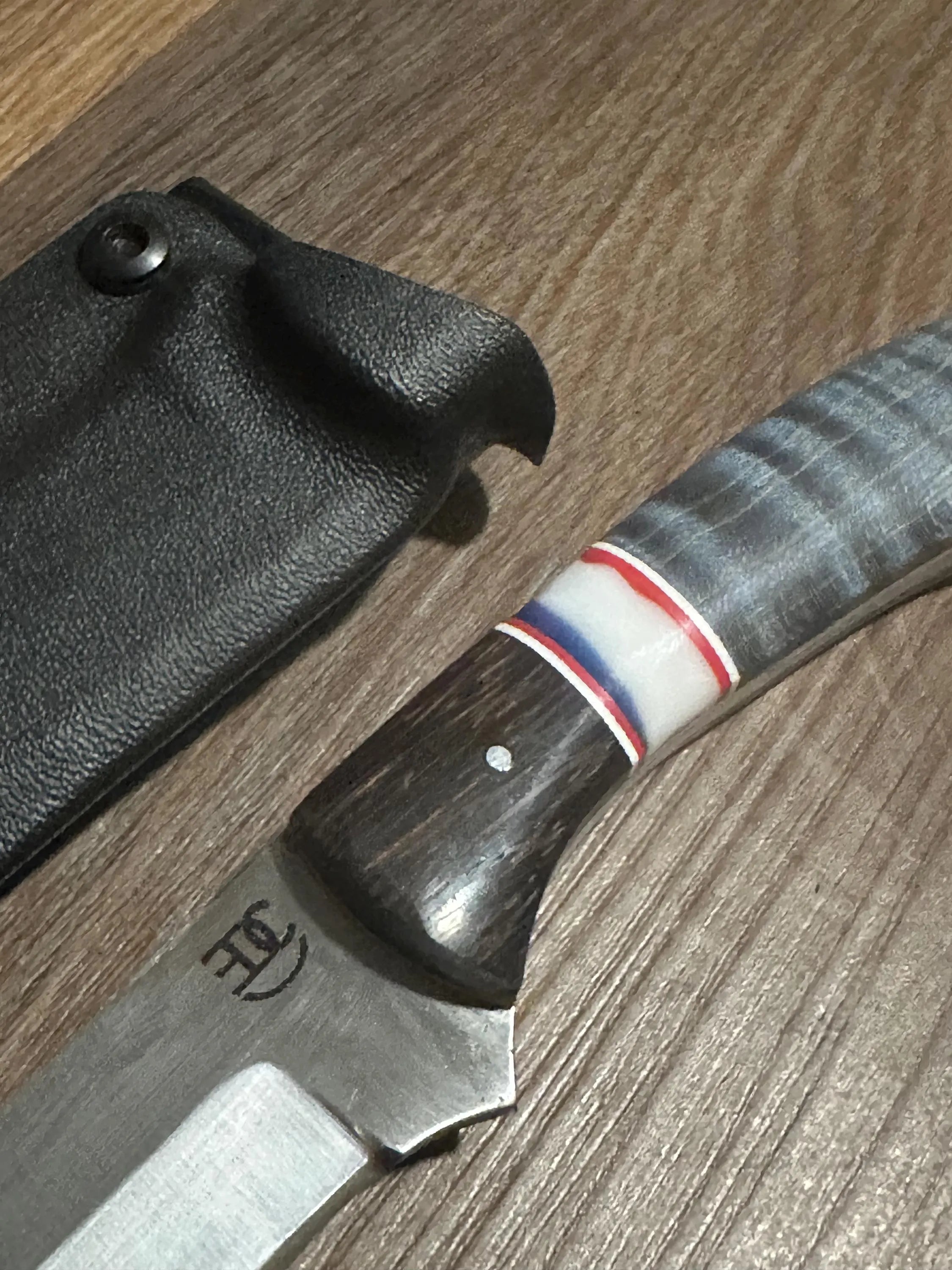 Handmade Fixed Blade EDC Knife — 8" with Custom Engraving & Kydex Sheath