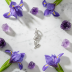 February Amethyst Birthstone Charm - Flower (Iris)