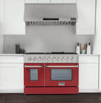 Kucht 48" Propane Range in Stainless Steel, Red Doors, KNG481/LP-R