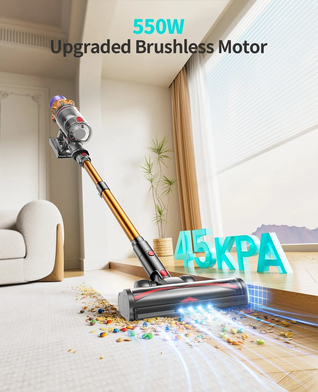 Honiture X7 Cordless Vacuum – 45KPa Suction, 60-Min Runtime & HEPA Filter