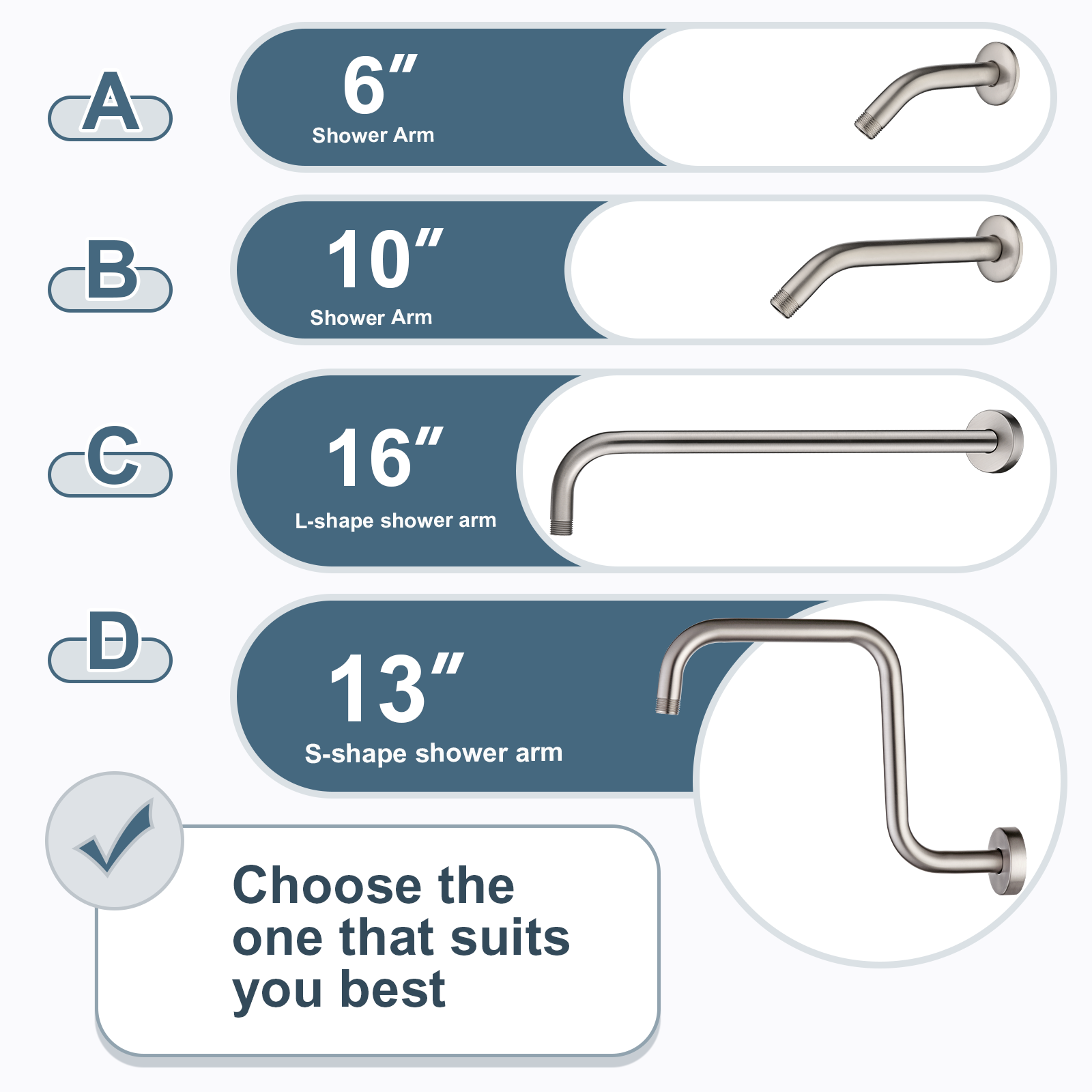 Bright Showers Shower Head Extension Arm with Flange S Shaped High Rise Extender,13 Inch