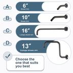 Bright Showers Shower Head Extension Arm with Flange S Shaped High Rise Extender,13 Inch