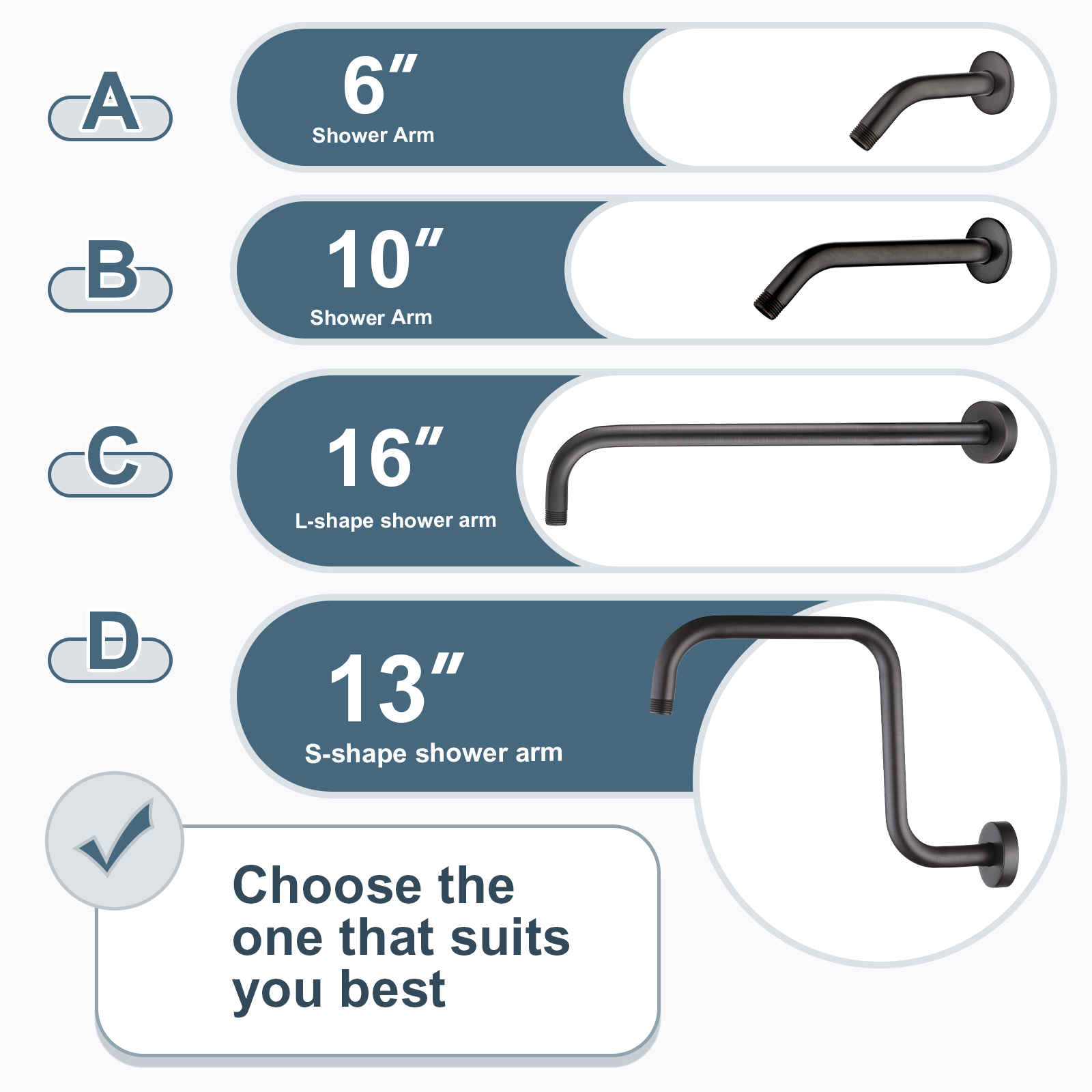 Bright Showers Shower Head Extension Arm with Flange S Shaped High Rise Extender,13 Inch