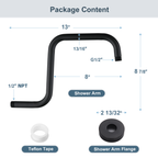 Bright Showers Shower Head Extension Arm with Flange S Shaped High Rise Extender,13 Inch