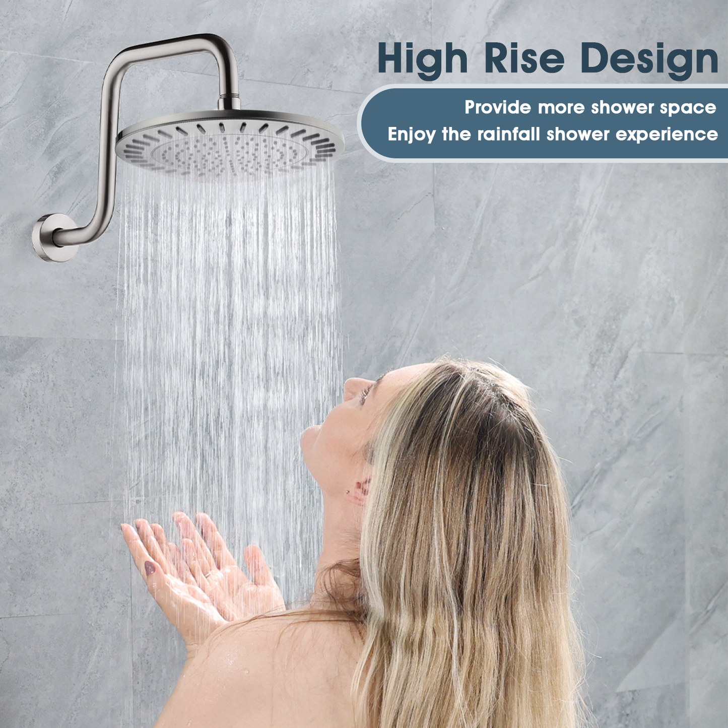Bright Showers Shower Head Extension Arm with Flange S Shaped High Rise Extender,13 Inch