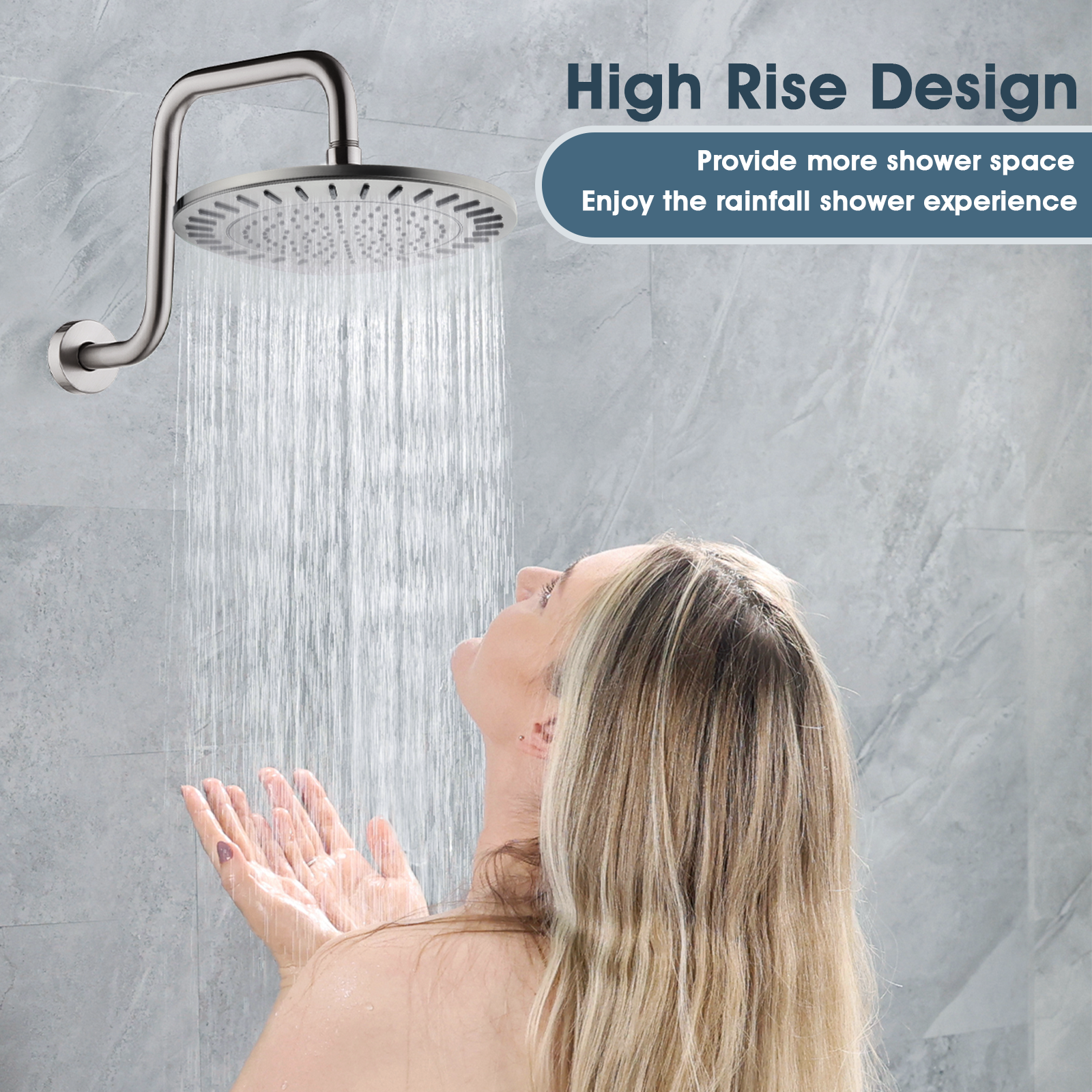 Bright Showers Shower Head Extension Arm with Flange S Shaped High Rise Extender,13 Inch