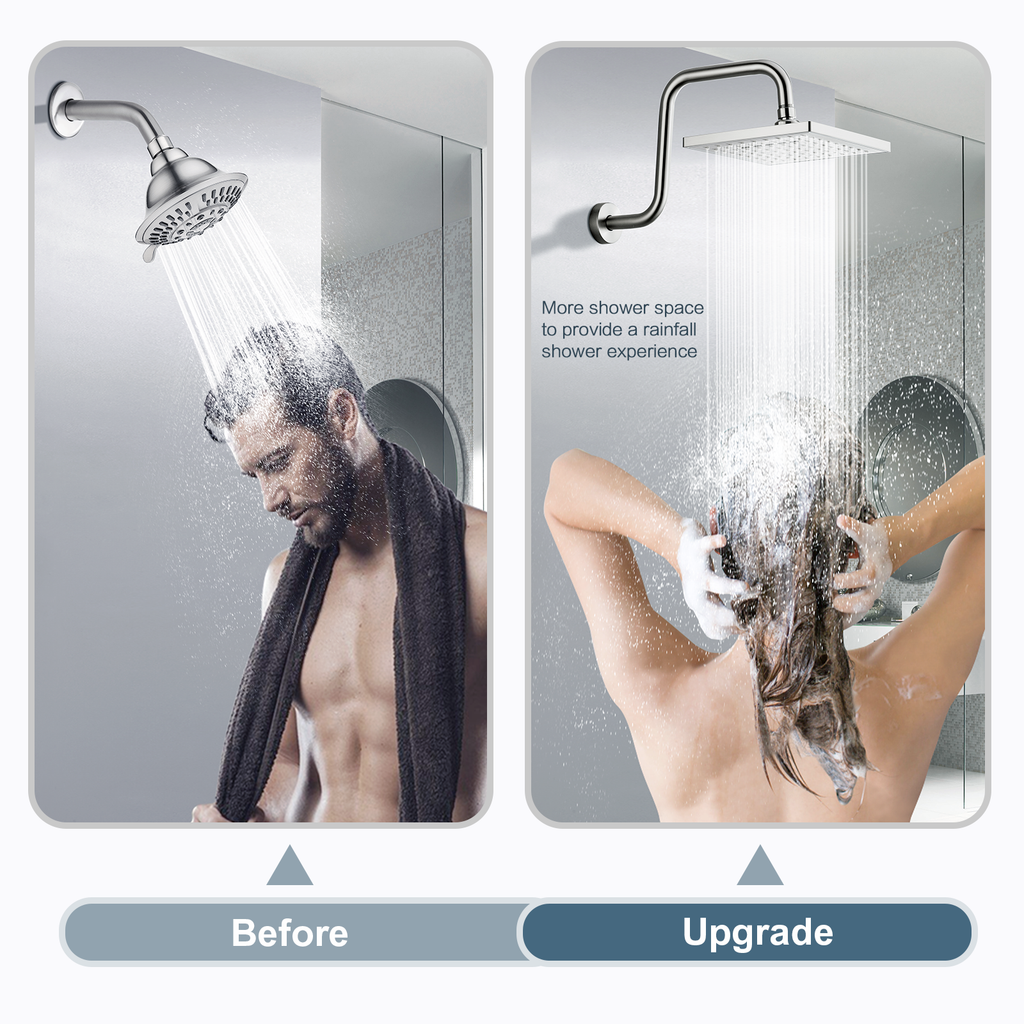 Bright Showers Shower Head Extension Arm with Flange S Shaped High Rise Extender,13 Inch