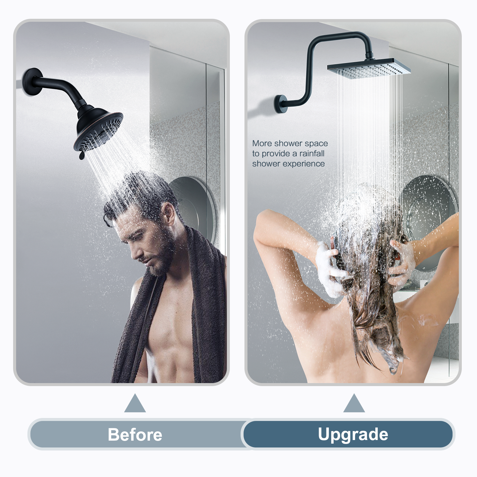 Bright Showers Shower Head Extension Arm with Flange S Shaped High Rise Extender,13 Inch
